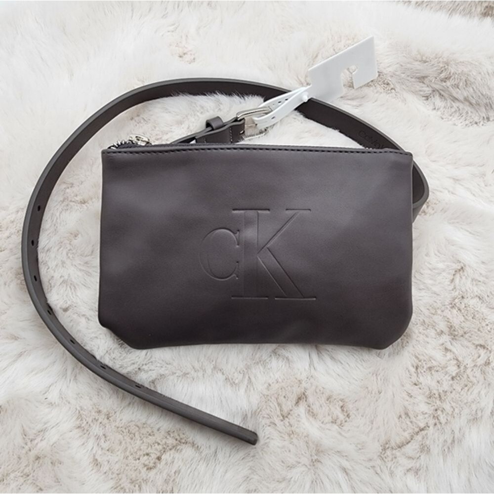 Calvin Klein belt‎ bag NWT small/petite fanny pack gray vegan leather
